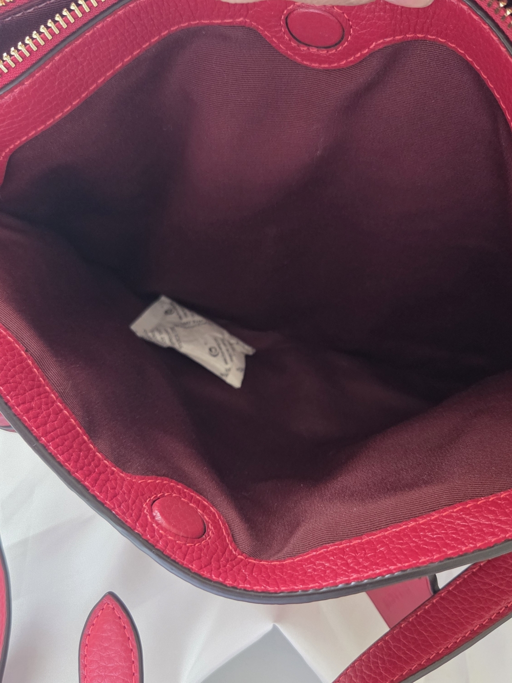 COACH Remi Red Leather Shoulder Bag - Classic Pebbled Tote - Picture 5 of 8
